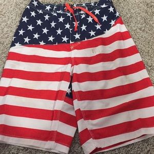 Youth large American flag swimming trunks